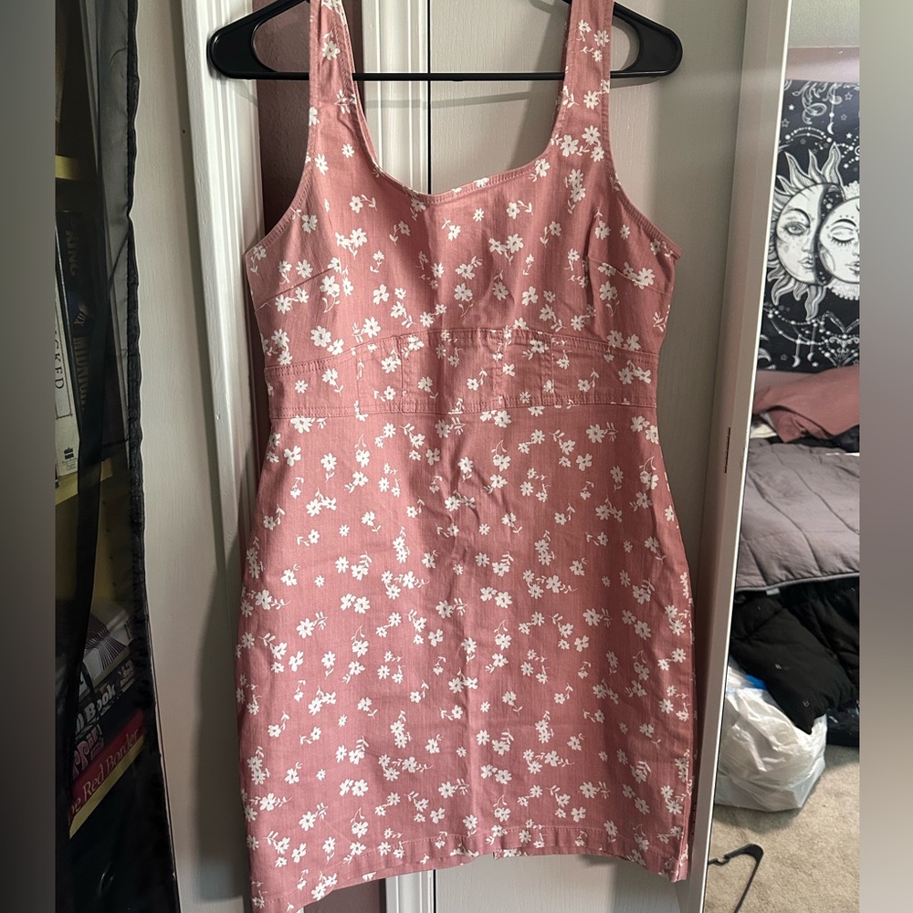 Pink Floral Denim dress